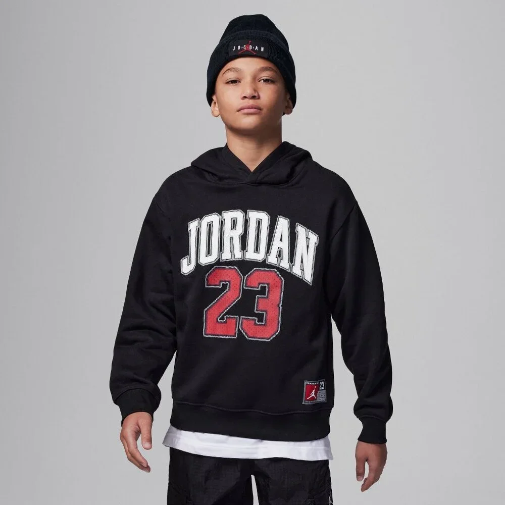 NWT Jordan Big Kids Black Fleece Pullover Hoodie Size Medium